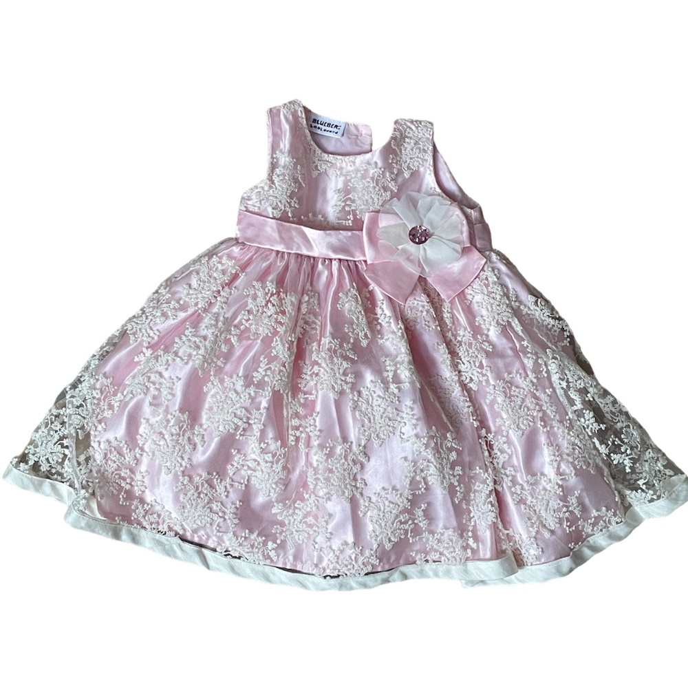 Blueberi boulevard pink and ivory lace dress. 18M
